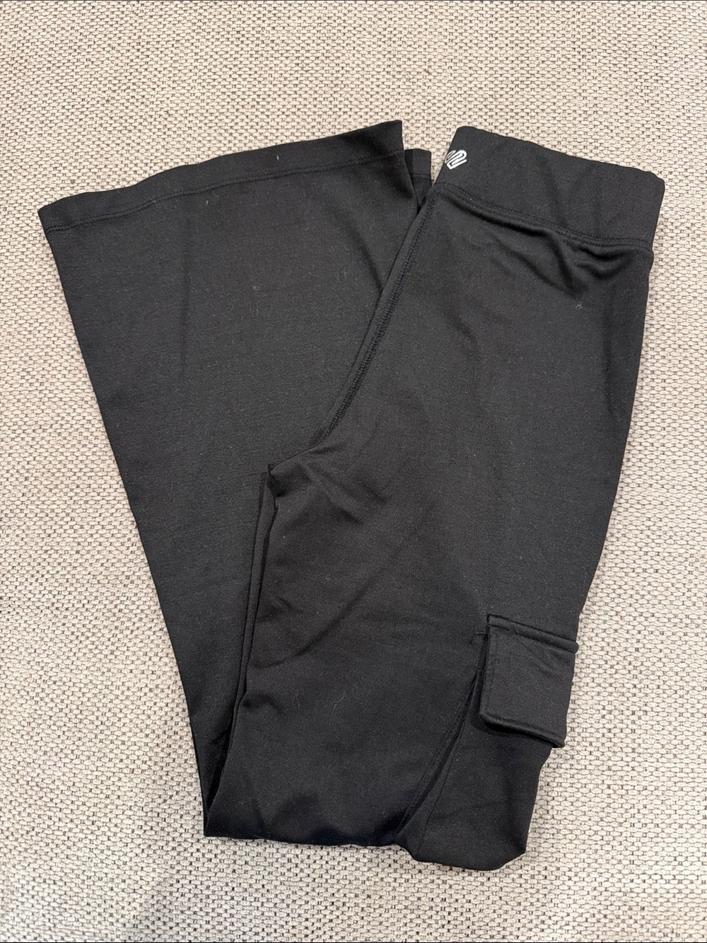 Kids Black Performance flare Leggings with cargo Pocket